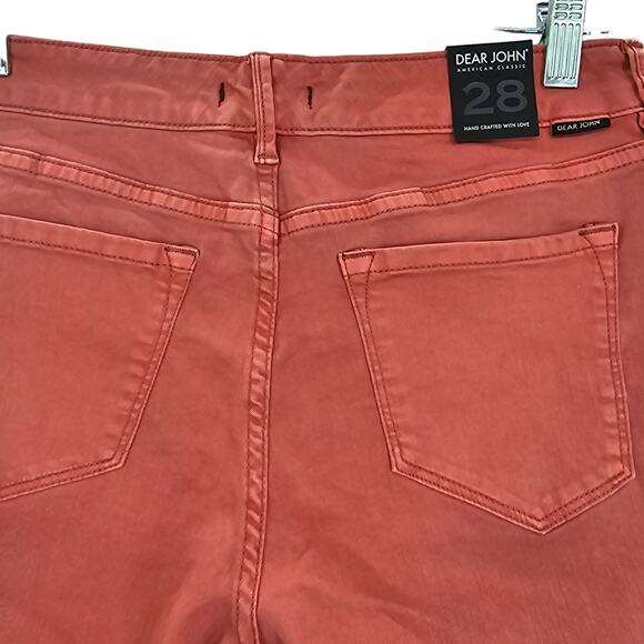 Dear John Womans size 28 American Classic Cuffed Denim Jean Shorts in Salmon NEW - Picture 5 of 8
